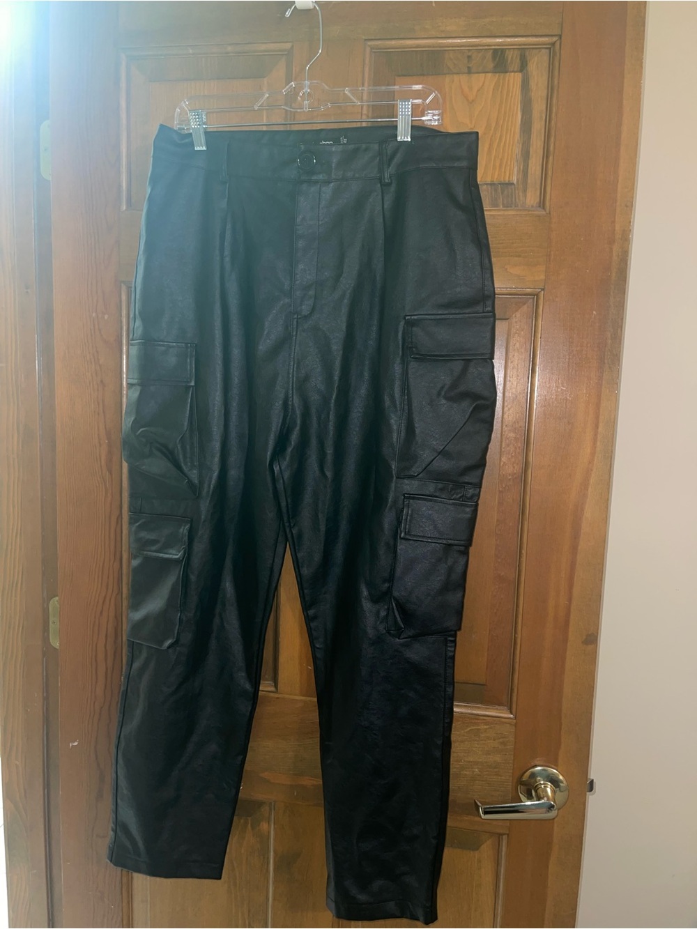 Boohoo Black Faux Leather Cargo Pants